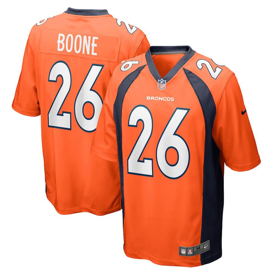 Men Denver Broncos 26 Mike Boone Nike Orange Game NFL Jersey